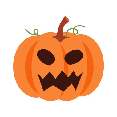 Yüzünde bir ifade olan Cadılar Bayramı kabağı. Vektör .