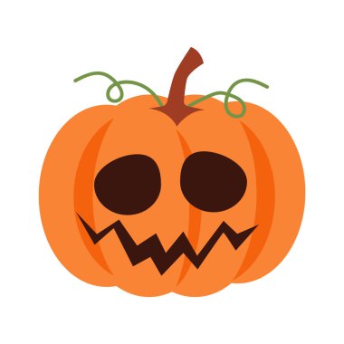 Yüzünde bir ifade olan Cadılar Bayramı kabağı. Vektör .