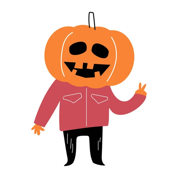 Man Med Pumpahuvud Halloween Seriefigurer Vektor — Stock vektor