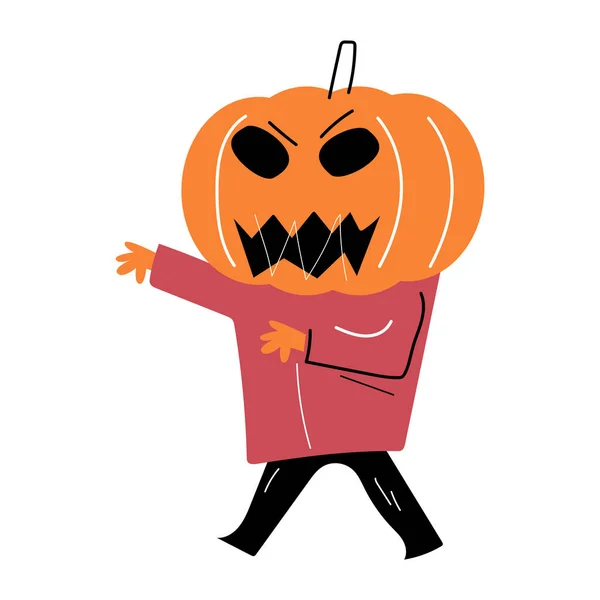 Man Pumpkin Head Halloween Cartoon Characters Vector — Stock Vector