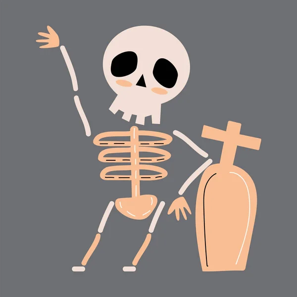 Fantasma Esqueleto Personagens Desenhos Animados Halloween Vetor — Vetor de Stock