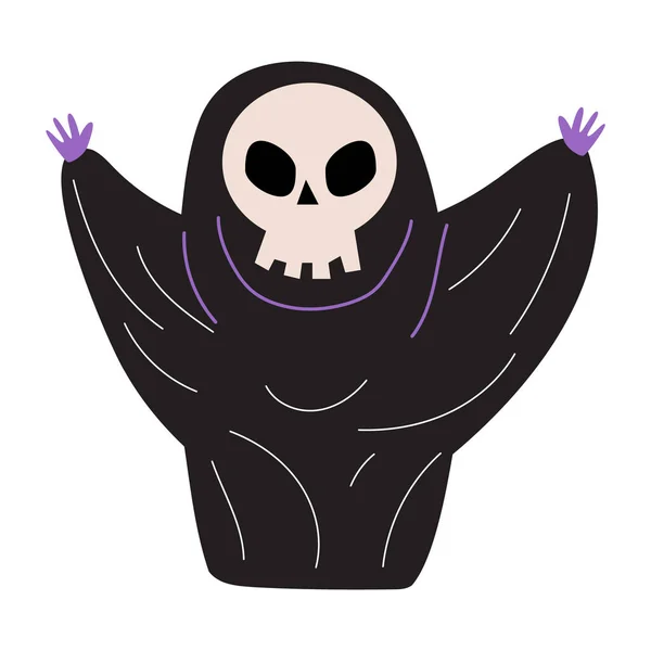 Ceifador Sombrio Personagens Desenhos Animados Halloween Vetor — Vetor de Stock