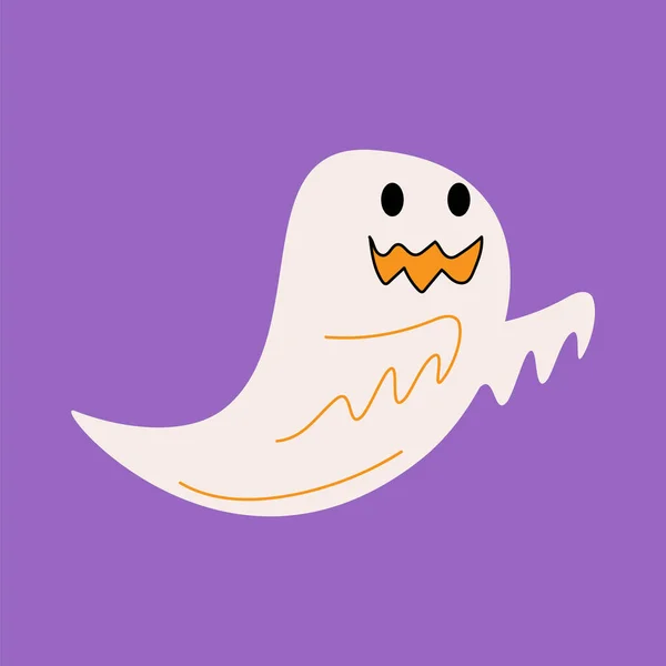 Fantasma Pano Branco Personagens Desenhos Animados Halloween Vetor — Vetor de Stock
