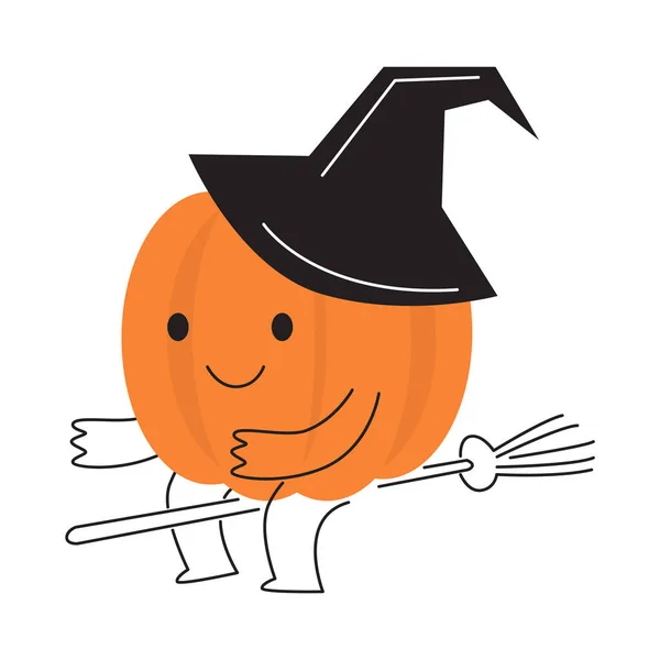Pumpkin Witch Costume Halloween Cartoon Character Vector — Stock Vector
