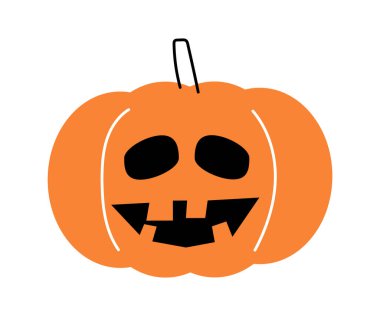 Cadılar Bayramı balkabağı. Jack o'lantern . Düz dizayn. İzole edilmiş beyaz arka plan. Vektör .
