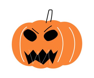 Cadılar Bayramı balkabağı. Jack o'lantern . Düz dizayn. İzole edilmiş beyaz arka plan. Vektör .