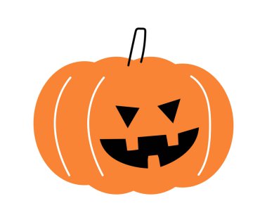 Cadılar Bayramı balkabağı. Jack o'lantern . Düz dizayn. İzole edilmiş beyaz arka plan. Vektör .