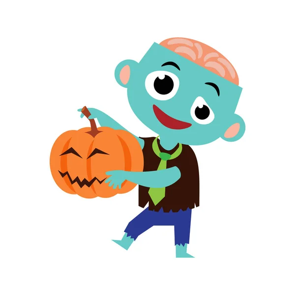 Zombie Cute Halloween Cartoon Characters Vector — Stock Vector