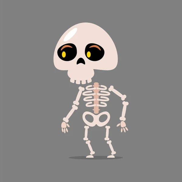 Fantasma Esqueleto Bonito Personagens Desenhos Animados Halloween Vetor — Vetor de Stock