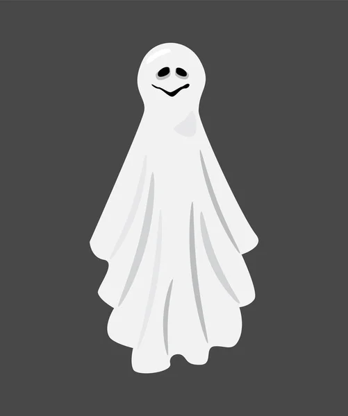 Bílý Látkový Duch Halloween Kreslené Postavičky Vektor — Stockový vektor