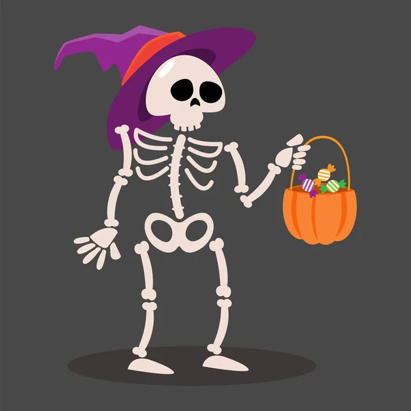 Skeletální Duch Halloween Kreslené Postavičky Vektor — Stockový vektor