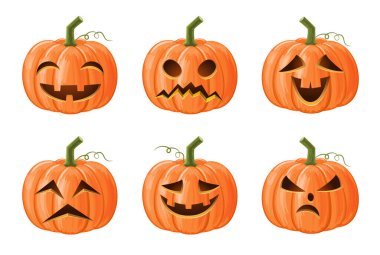 Cadılar Bayramı balkabağı seti. Jack o'lantern . İzole edilmiş arka plan. Vektör .