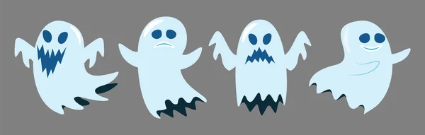 Conjunto Espíritu Lindo Personajes Dibujos Animados Halloween Vector — Archivo Imágenes Vectoriales