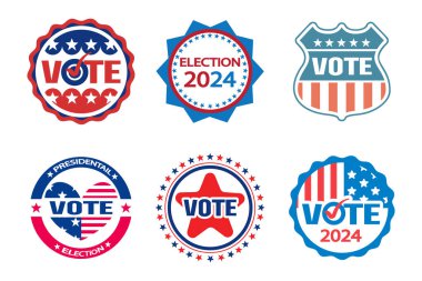 Amerika Birleşik Devletleri başkanlık seçimleri için 2024 rozet belirlendi. Vektör .
