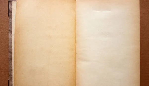 Open Vintage Book with Aged Blank Pages and Brown Decorative Cover