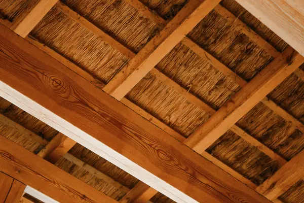 Yıpranmış Thatch ve kiriş Detaylı Açı Çatı İçi