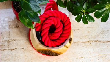 Sarmal Sarmal İçinde Canlı Kırmızı İp - Cesur Yön, Kapalı Alan Güvenliği ve Hayatta Kalma İpi Sunumu