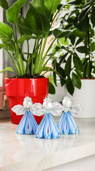 DIY Mavi ve Beyaz İp Melekleri - El yapımı Tatil veya Denizsel Dokunuşlu Dekoratif Şekiller