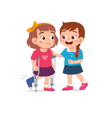 Küçük çocuk kaza geçirdi ve arkadaşı teselli ediyor.
