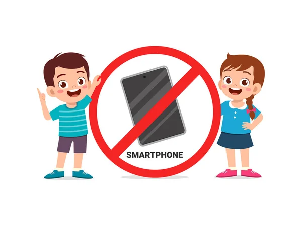 Çocuklar Için Telefon Bölgesi Kısıtlama Uyarısı — Stok Vektör