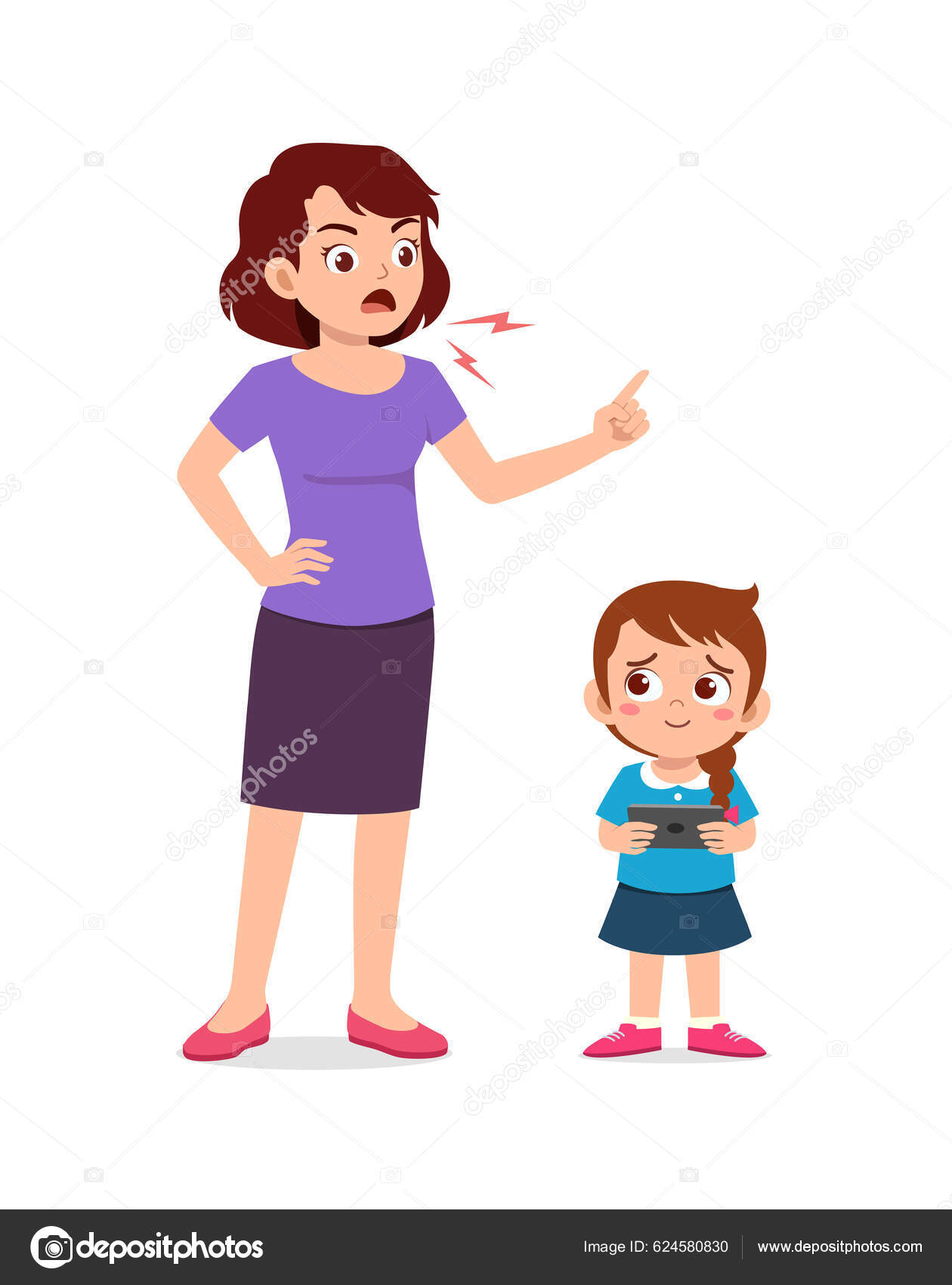 Μητέρα Θυμωμένος Παιδί Λόγω Του Εθισμού Smartphone Stock Vector by  ©colorfuelstudio 624580830