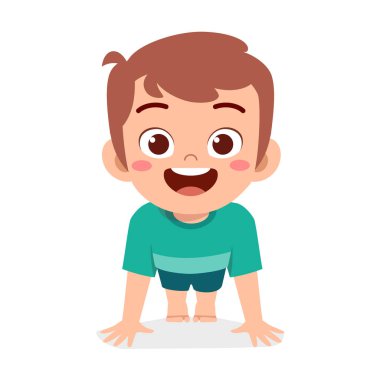 Küçük çocuk spor yapıyor, adı şınav.