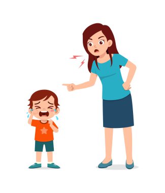 Anne çocuğa kötü davranışlar yüzünden kızgın.