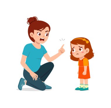 mother angry to kid because of bad attitude clipart