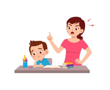 Anne sınavda başarısız olduğu için çocuğa kızgın.