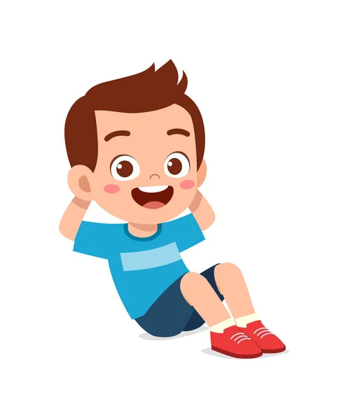 Petit Enfant Faire Exercice Nommé Asseoir — Image vectorielle