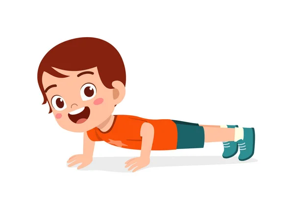 Petit Enfant Faire Exercice Nommé Push — Image vectorielle