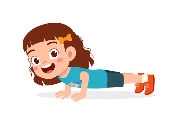 Μικρό Παιδί Κάνει Άσκηση Που Ονομάζεται Push — Διανυσματικό Αρχείο
