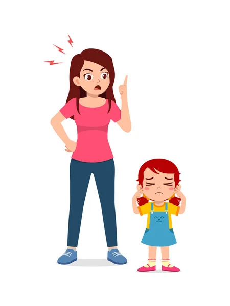 Μητέρα Θυμωμένη Και Παιδί Ουρλιάζουν Τόσο Δυνατά — Διανυσματικό Αρχείο