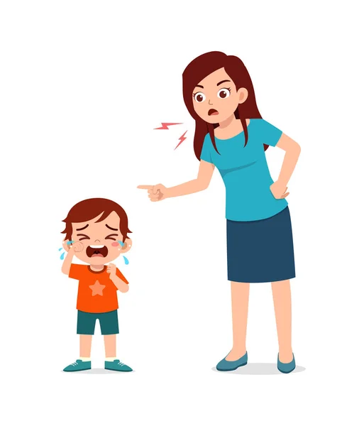 Mère Colère Enfant Cause Mauvaise Attitude — Image vectorielle
