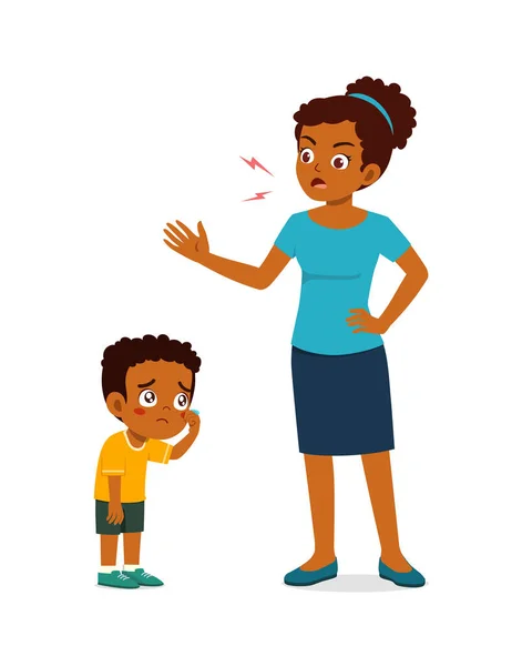 stock vector mother angry to kid because of bad attitude