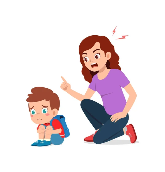 Mutter Wütend Auf Kind Wegen Prüfungsversagens — Stockvektor