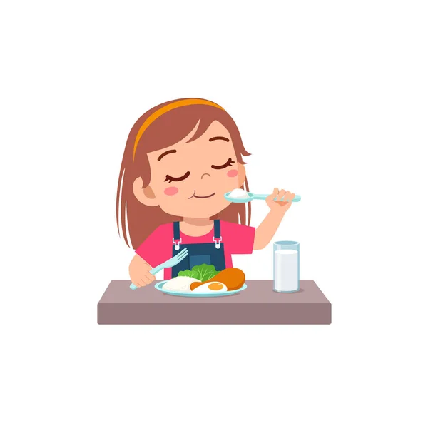 Petit Enfant Faire Petit Déjeuner Avec Des Aliments Sains — Image vectorielle