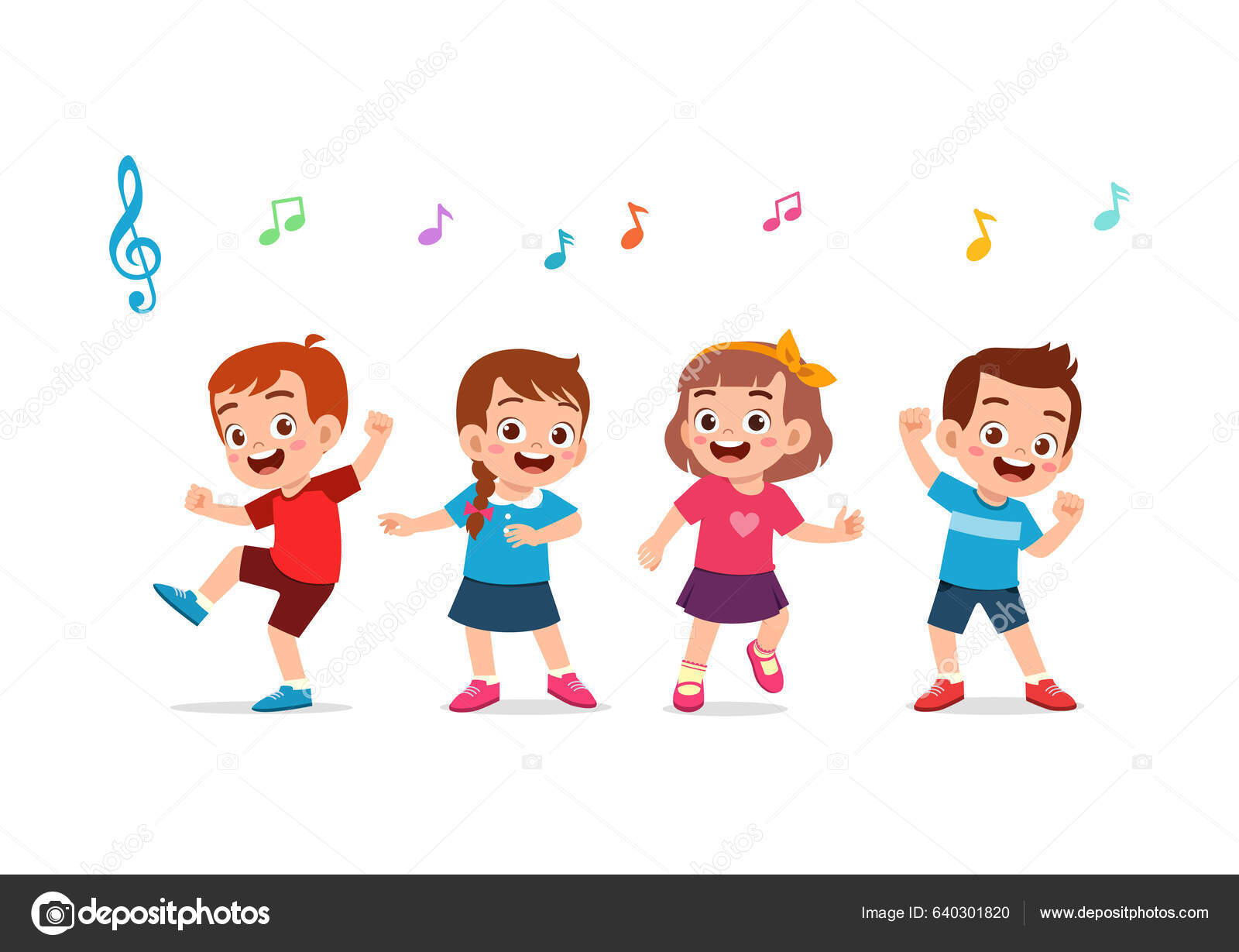 Little Kid Dance Friend Feel Happy Stock Vector Image by ...