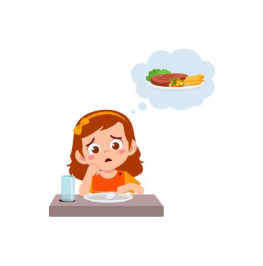 little kid feel hungry waiting the food clipart