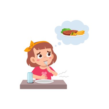 little kid feel hungry waiting the food