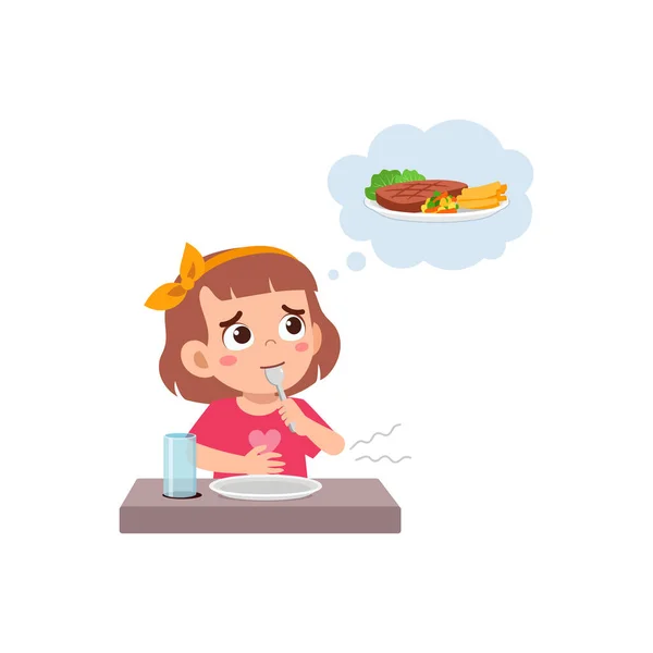 Petit Enfant Sentent Affamés Attendant Nourriture — Image vectorielle
