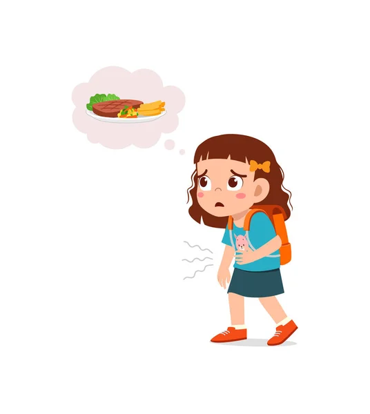 Little Kid School Skip Breakfast Feel Hungry — vektorikuva