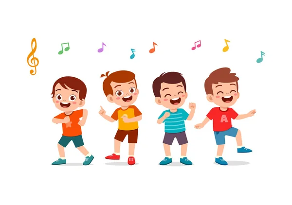 Little Kid Dance Friend Feel Happy — Stockvector