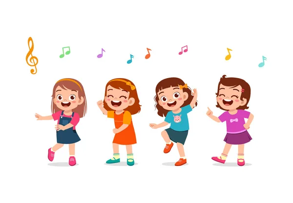 Criança Dança Com Amigo Sentir Feliz —  Vetores de Stock