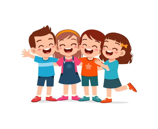 Küçük Çocuklar Arkadaşlarıyla Bir Araya Gelir Mutlu Olurlar — Stok Vektör