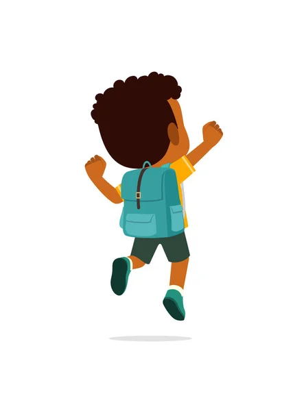 Kleines Kind Geht Allein Zur Schule Und Fühlt Sich Glücklich — Stockvektor