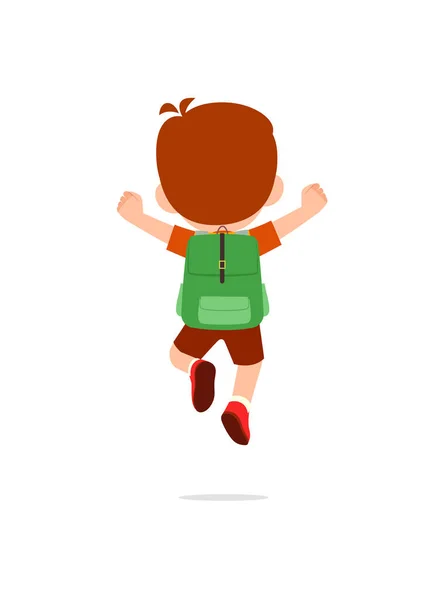 Μικρό Παιδί Πάει Στο Σχολείο Μόνο Και Αισθάνονται Ευτυχισμένοι Πίσω — Διανυσματικό Αρχείο