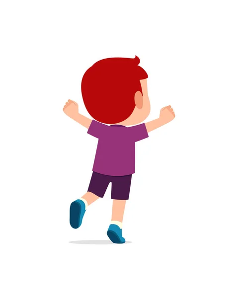 Kleines Kind Springen Und Sich Glücklich Fühlen Rückansicht — Stockvektor