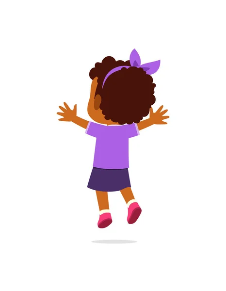 Маленький Ребенок Прыгать Чувствовать Себя Счастливым Вид Сзади — стоковый вектор