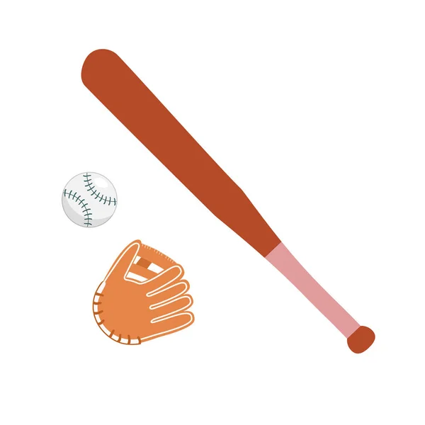 Bola Morcego Luva Beisebol Estilo Design Plano Com Boa Qualidade —  Vetores de Stock